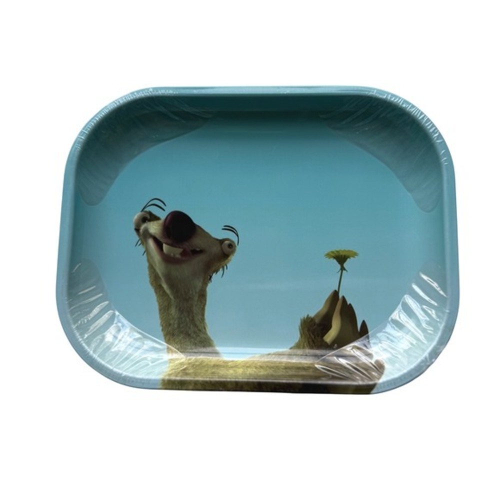 NEW Ice Age Sid the Sloth Metal Rolling Tray Last Dandelion Scene Blue Gold